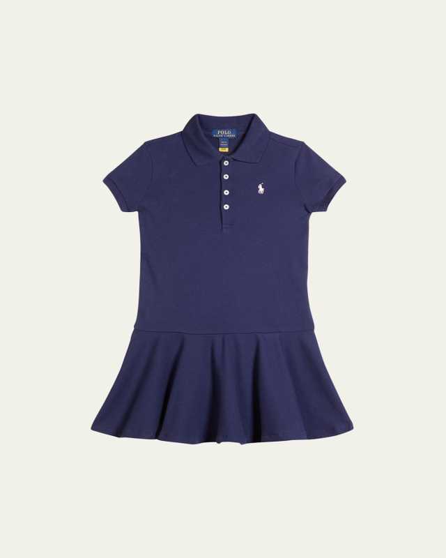 Girl's Logo Embroidered Drop-Waist Polo Dress, Size 2-